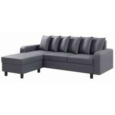 Cornelius Leather Corner Sofa In Grey - UK