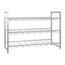 Cornville Metal 3 Shelves Shoe Storage Rack In Aluminium - UK