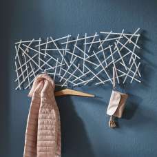 Corsicana Large Metal Wall Hung Coat Rack In White - UK