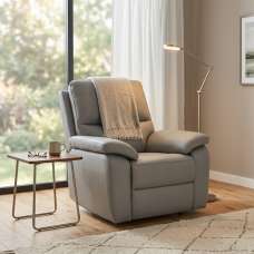 Cortina Leather Electric Recliner 1 Seater Sofa in Grey - UK