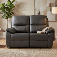 Cortina Leather Electric Recliner 2 Seater Sofa in Charcoal - UK
