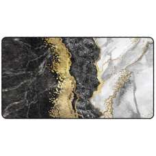 Corwin 150cm Polyester Washable Anti-Slip Rug In Gold, Black And White - UK