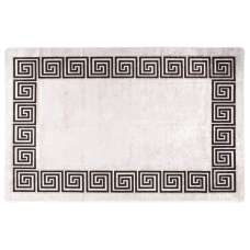 Corwin 150cm Polyester Washable Anti-Slip Rug In Light Beige And Black - UK