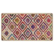 Corwin 150cm Polyester Washable Anti-Slip Rug In Multicolour And Natural - UK