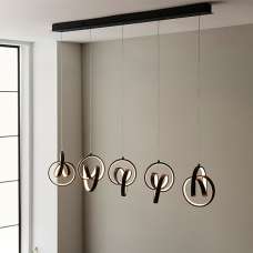 Cosma LED 5 Lights Linear Pendant Light In Textured Black - UK