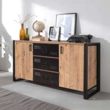 Cosmo Wooden Sideboard with 2 Doors in Atlantic Pine and Black - UK