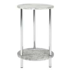 Creek Round Wooden Side Table In Concrete Effect - UK