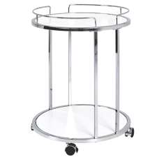 Creek Wooden Side Table On Castors In White And Chrome - UK