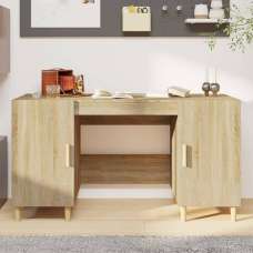 Cress Wooden Computer Desk With 2 Door In Sonoma Oak - UK