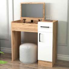 Crosaro Wooden Dressing Table with Mirror in Atlantic Pine and White - UK