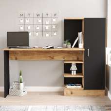 Crosaro Wooden Laptop Desk With 1 Door In Atlantic Pine And Black - UK