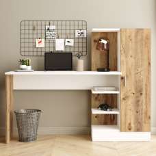 Crosaro Wooden Laptop Desk With 1 Door In Atlantic Pine And White - UK