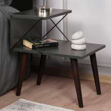 Croselle Wooden Bedside Table With Beech Legs In Anthracite - UK