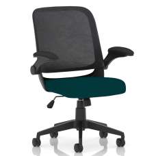 Crowley Fabric Office Chair With Folding Arms In Maringa Teal - UK