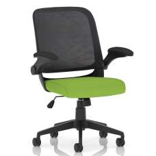 Crowley Fabric Office Chair With Folding Arms In Myrrh Green - UK