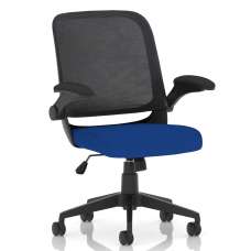 Crowley Fabric Office Chair With Folding Arms In Stevia Blue - UK