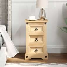Croydon Wooden Bedside Cabinet Small With 3 Drawers In Brown - UK