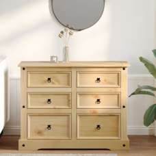 Croydon Wooden Chest Of 6 Drawers Large In Brown - UK