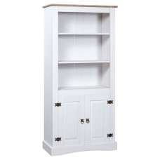 Croydon Wooden Display Cabinet With 2 Doors In White And Brown - UK