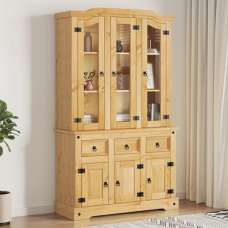 Croydon Wooden Display Cabinet With 6 Doors In Brown - UK