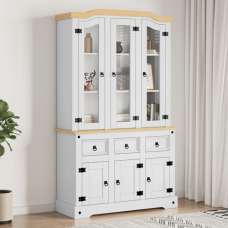 Croydon Wooden Display Cabinet With 6 Doors In White And Brown - UK