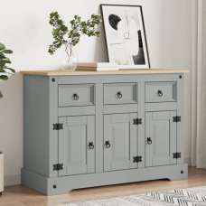 Croydon Wooden Sideboard With 3 Doors 3 Drawers In Grey Brown - UK