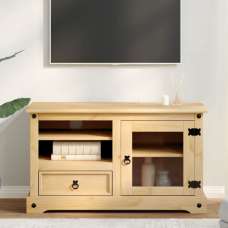Croydon Wooden TV Stand With 1 Door 1 Drawer In Brown - UK