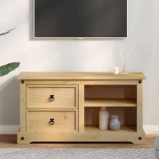 Croydon Wooden TV Stand With 2 Drawers 2 Shelves In Brown - UK