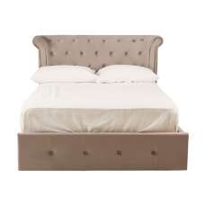 Cujam Velvet Storage Ottoman Double Bed In Brushed Steel - UK