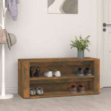 Culver Wide Wooden Shoe Storage Rack In Smoked Oak - UK