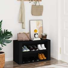 Culver Wooden Shoe Storage Rack In Black - UK