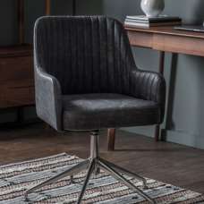 Canyon Swivel Leather Home And Office Chair In Antique Ebony - UK