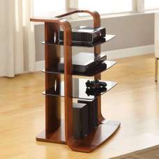 Curved HI-FI Stand In Walnut Veneer Wood - UK