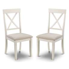 Dagan Ivory Wooden Dining Chairs in Pair - UK