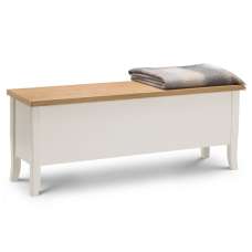 Dagan Wooden Storage Seating Bench In Ivory And Oak - UK