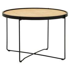Daire Coffee Table Round With Black Cross Metal Legs - UK