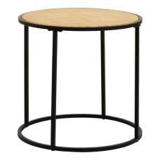 Daire Side Table Round With Black Cross Metal Legs - UK