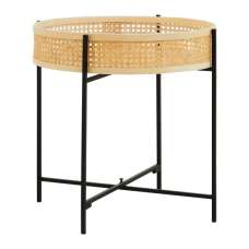 Daire Wooden Side Table With Black Cross Metal Legs - UK
