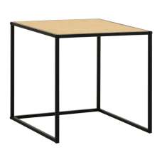 Daire Wooden Side Table Square With Natural Rattan Top - UK