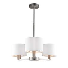 Daley 3 Lights White Shades Pendant Light In Matt Nickel - UK