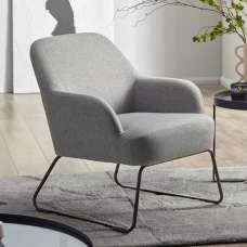 Dallas Fabric Accent Chair In Grey With Black Metal Legs - UK