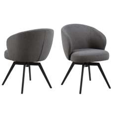 Dallas Grey Fabric Dining Chairs With Metal Legs In Pair - UK