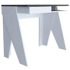 Dunster Wooden Laptop Desk With 1 Drawer In White And Grey - UK