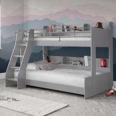 Dallyce Wooden Triple Sleeper Bunk Bed In Light Grey - UK