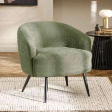 Dalrex Fabric Bedroom Chair with Black Legs in Olive Green - UK