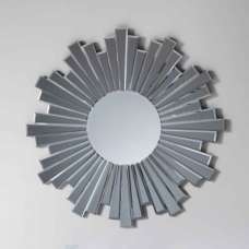 Damien Wall Mirror Round In Silver With Starburst Design - UK