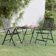 Dania Small Square Metal Mesh 3 Piece Dining Set In Anthracite - UK