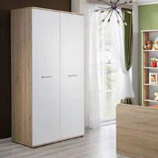 Dania Wooden Wardrobe With 2 Doors In Matt White And Oak - UK
