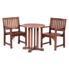 Danil Hardwood Dining Table Round And 2 Armchairs - UK