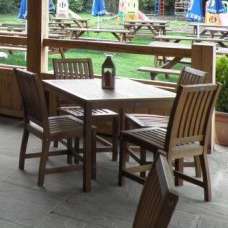 Danil Outdoor Wooden Dining Table With 4 Side Chairs In Oak - UK